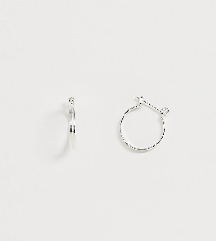 Asos Design Sterling Silver Hoop Earrings In Fine Double Row Design