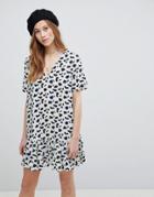 Asos Drop Waist Mini Dress In Animal Print - Multi