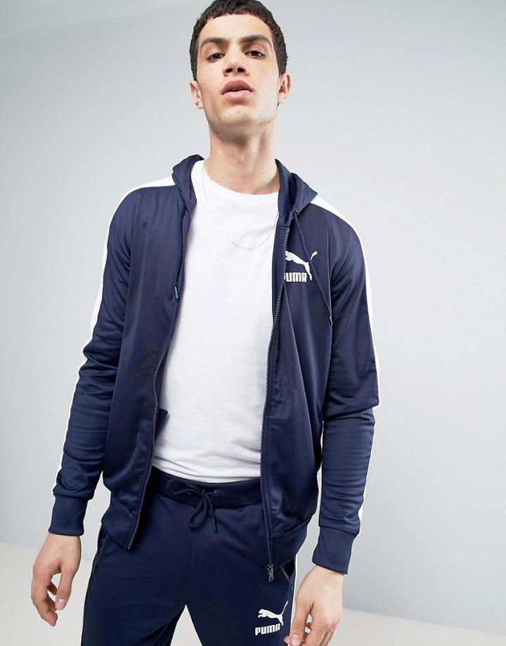 Puma Track Hoodie In Navy - Blue