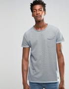 !solid Fine Stripe T-shirt - Blue