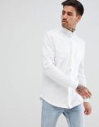 Boohooman Jersey Shirt In Regular Fit With Double Pockets In White - White