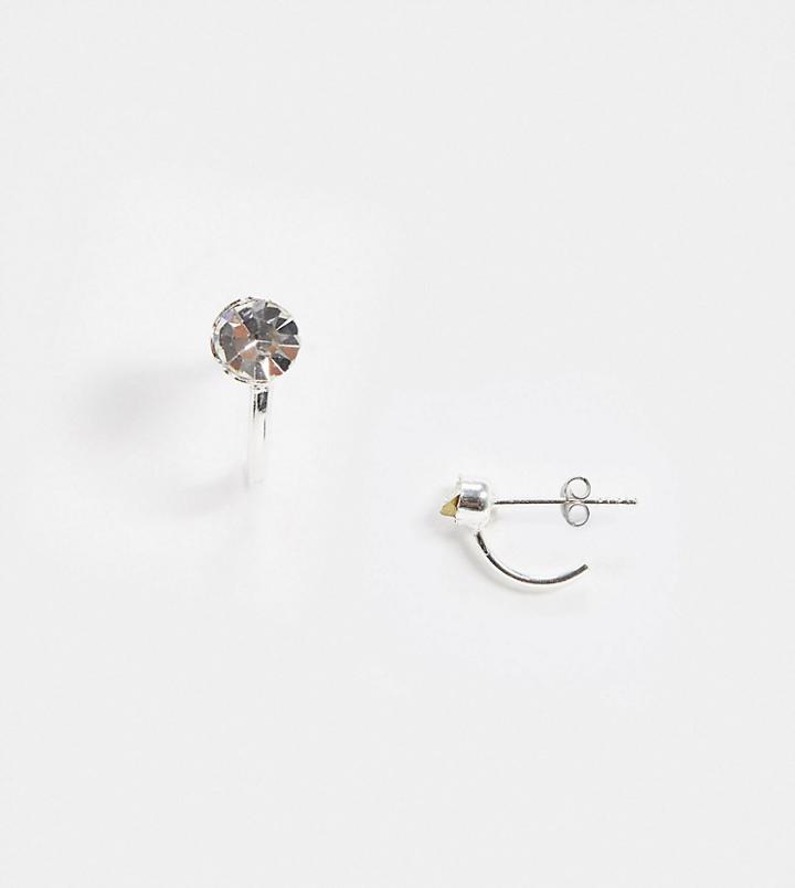Kingsley Ryan 10mm Hoop Earrings With Crystal Stud Detail In Sterling Silver