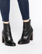 Kg By Kurt Geiger Sunset Leather Stacked Heel Ankle Boots - Black