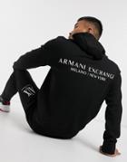 Armani Exchange Logo French Terry Hoodie With Back Print In Black