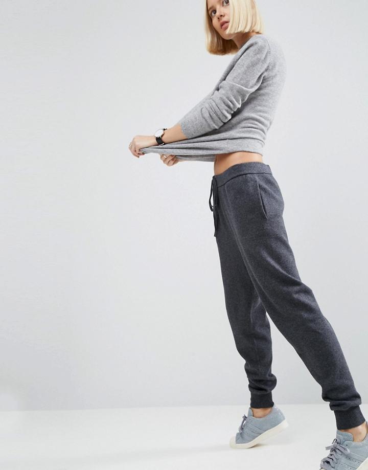 Asos White Cashmere Mix Knitted Jogger - Gray