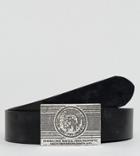 Diesel B-labb Belt In Leather With Plaque Buckle - Black