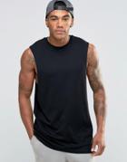 Asos Longline Sleeveless T-shirt With Dropped Armhole In Black - Black