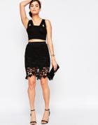 Pussycat London Crochet Skirt - Black