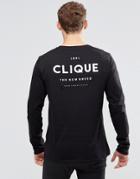 Asos Long Sleeve Top With Clique Back Print - Black