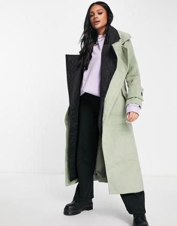 Missguided Trench Coat In Stone-white