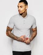 Asos Extreme Muscle Jersey Polo In Gray Marl - Gray Marl
