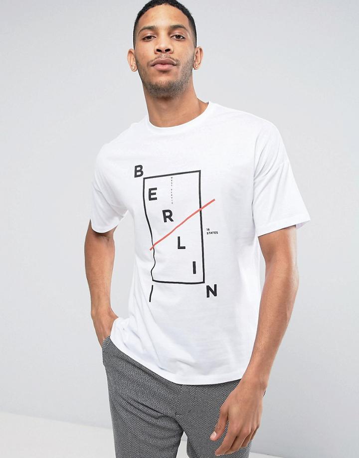 Asos Oversized T-shirt With Berlin Print - White