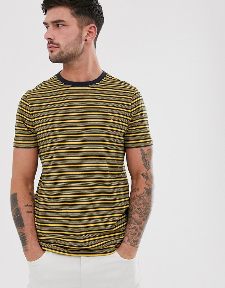 Farah Reeth Stripe T-shirt In Navy - Navy