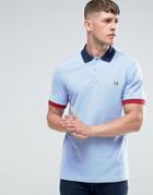 Fred Perry Polo Shirt With Contrast Trim In Light Smoke - Blue