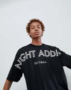 Night Addict Dropped Shoulder Back Print T-shirt - Black