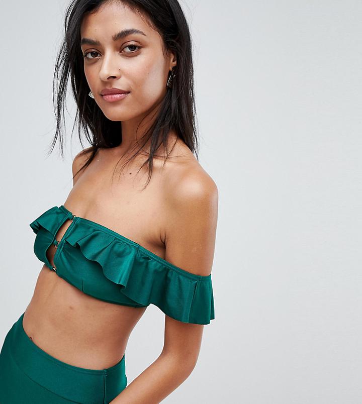 South Beach Exclusive High Leg High Shine Bikini Bottom-green