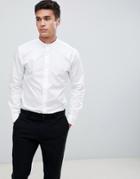 Selected Homme Smart Shirt With Mandarin Collar And Contrast Tipping - White