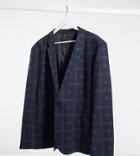 Asos Design Plus Super Skinny Jersey Blazer In Navy Check-black