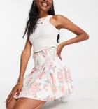 Asos Design Tall Mini Pleated Cotton Tennis Skirt In Floral Print-multi