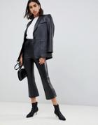 Asos Design Premium Leather Kickflare Pants - Black