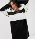 The Ragged Priest T-shirt Dress With Sheer Panel And Contrast Stitching-black