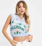 Collusion Knitted Tank Top With Mushroom Print-blues