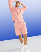 Asos Design Set Oversized Jersey Shorts In Peach Acid Wash-orange