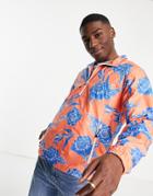 Levi's Larkin Sport Toile Floral Print Half Zip Overhead Jacket In Coral Quartz Pink