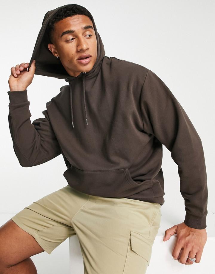 Asos Design Oversized Hoodie In Dark Brown