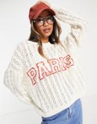 Only Open Knit Oversized Paris Sweater In Cream-neutral