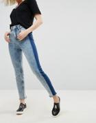Asos Farleigh High Waist Slim Mom Jeans With Tonal Side Stripe - Multi