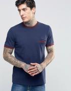 Fred Perry Ringer T-shirt With Chest Pocket In Carbon Blue - Blue