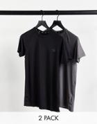 Threadbare Active 2 Pack Muscle Fit Training T-shirt In Black & Charcoal