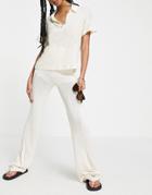 Pull & Bear Knit Pants In Ecru-white
