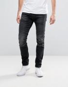 Jack & Jones Intelligence Slim Fit Jeans With Biker Knee Detail In Was