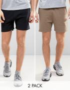 Asos Jersey Shorts 2 Pack Brown/black Save - Multi