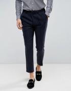 Heart & Dagger Wide Leg Cropped Pant In Pinstripe - Navy