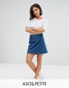 Asos Petite Denim Wrap Skirt In Mid Wash Blue - Blue