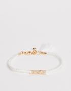 Asos Design Bracelet With Plaited Thread And Bar Charm In Gold Tone - Gold