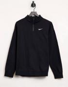 Nike Mini Swoosh Oversized 1/4 Zip Sweatshirt In Black