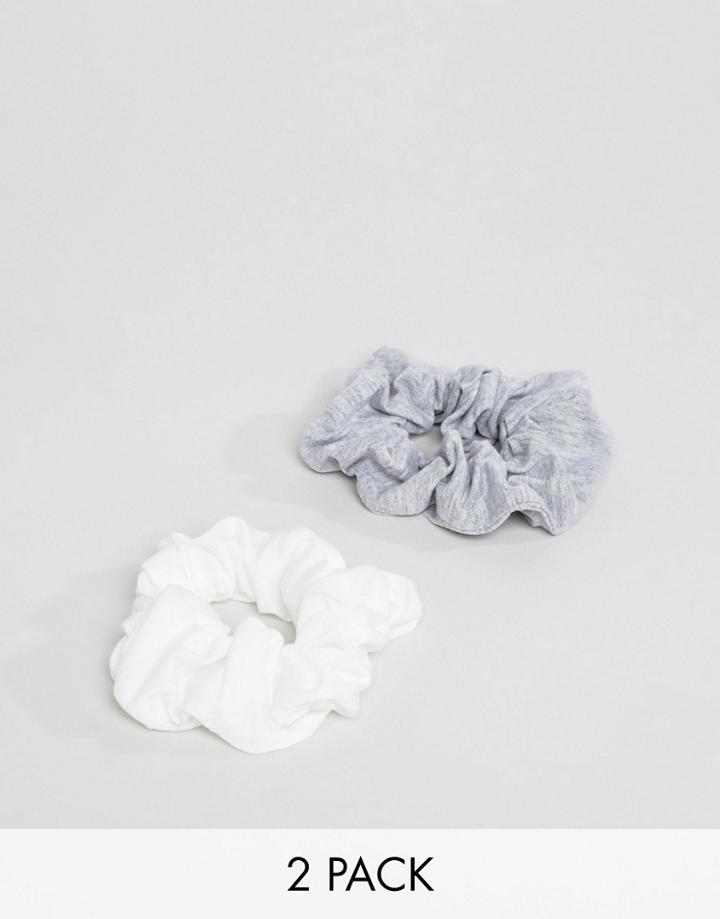 Asos Design Pack Of 2 Basic Scrunchie Hair Ties - Multi