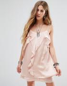Honey Punch Cami Dress With Frill Front - Pink