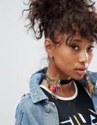 Asos Statement Chainmail Charm Earrings - Multi