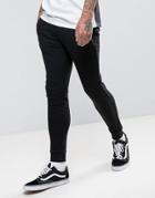 Asos Super Skinny Joggers With Zips In Black - Black