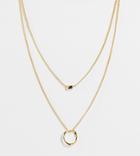 Asos Design 14k Gold Plated Multirow Necklace With Twisted Nugget Bead And Hoop