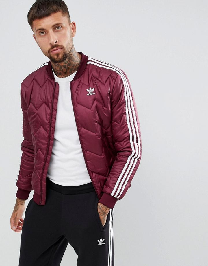 Adidas Originals Quilted Superstar Jacket In Red Dh5014 - Red