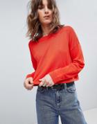 Asos Oversized Sweater With Seam Detail - Red