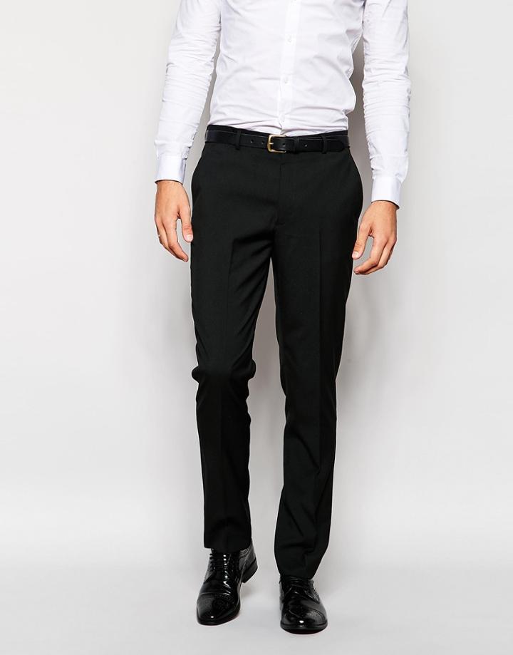 Asos Slim Tuxedo Suit Pants In Black - Black