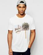 Asos Relaxed Skater T-shirt With Palm And Usa Print - Ecru