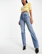 Topshop Kort Cotton Blend Jean In Mid Blue - Mblue-blues